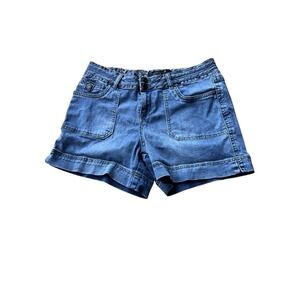 One 5 One Denim Jean Shorts Sz 10 Cargo‎ Pockets Mid Rise Flap Back Pockets